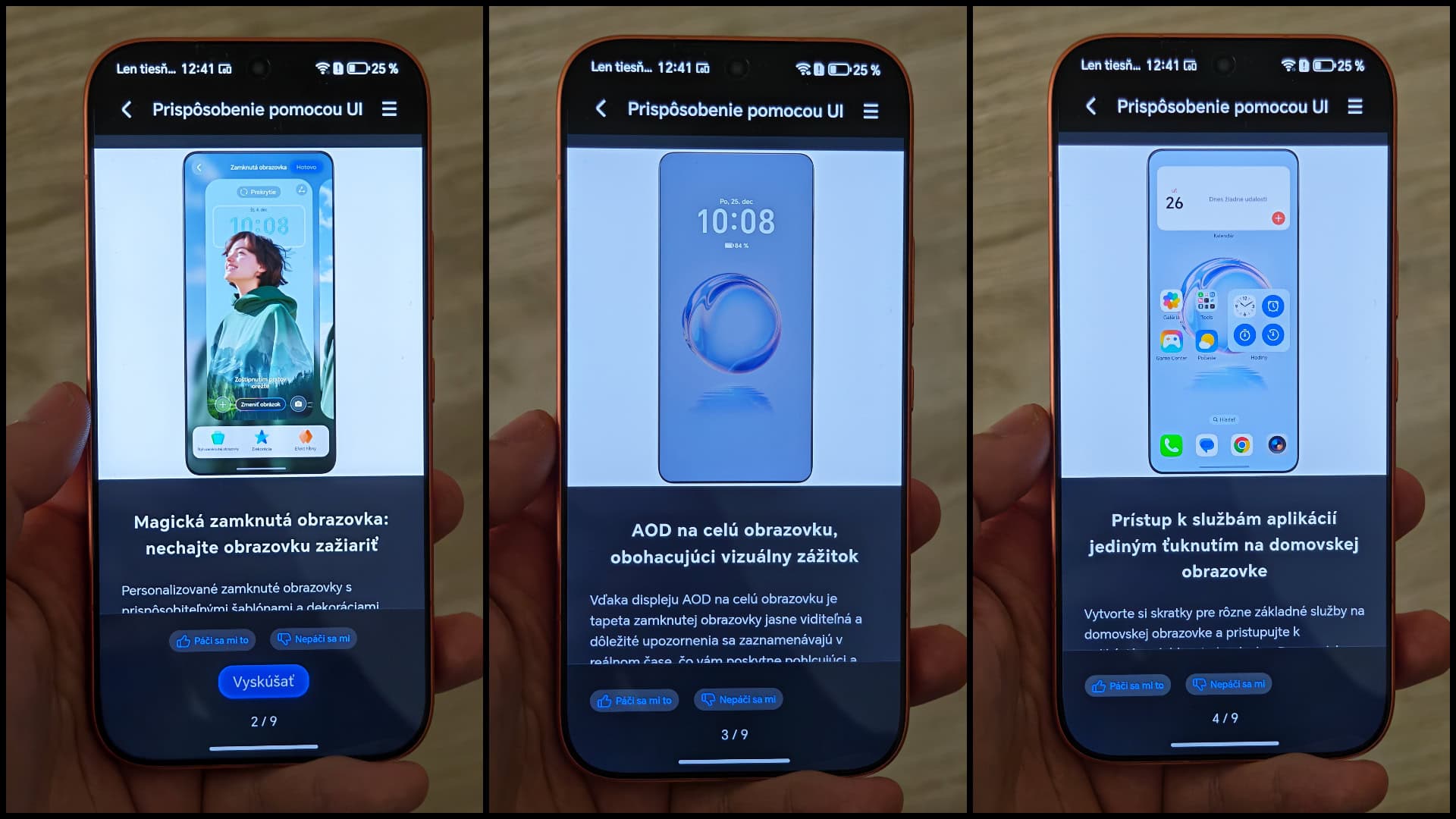 UI rozhranie Honor 600 testovanie