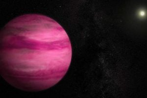 Artist concept of pink planet GJ 504 b orbiting its star