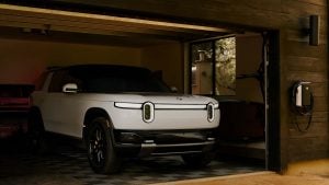 Rivian R2 charging on a home charger