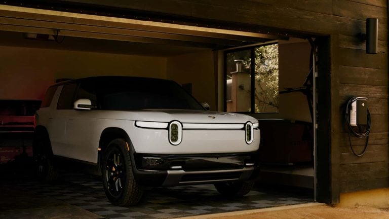 Rivian R2 charging on a home charger