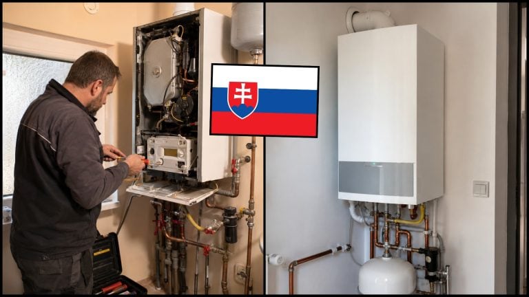 Starý plynový kotol a nový plynový kotol