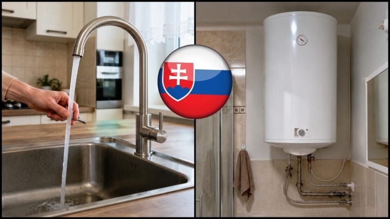 Umývadlo v kuchyni a bojler v kúpeľni