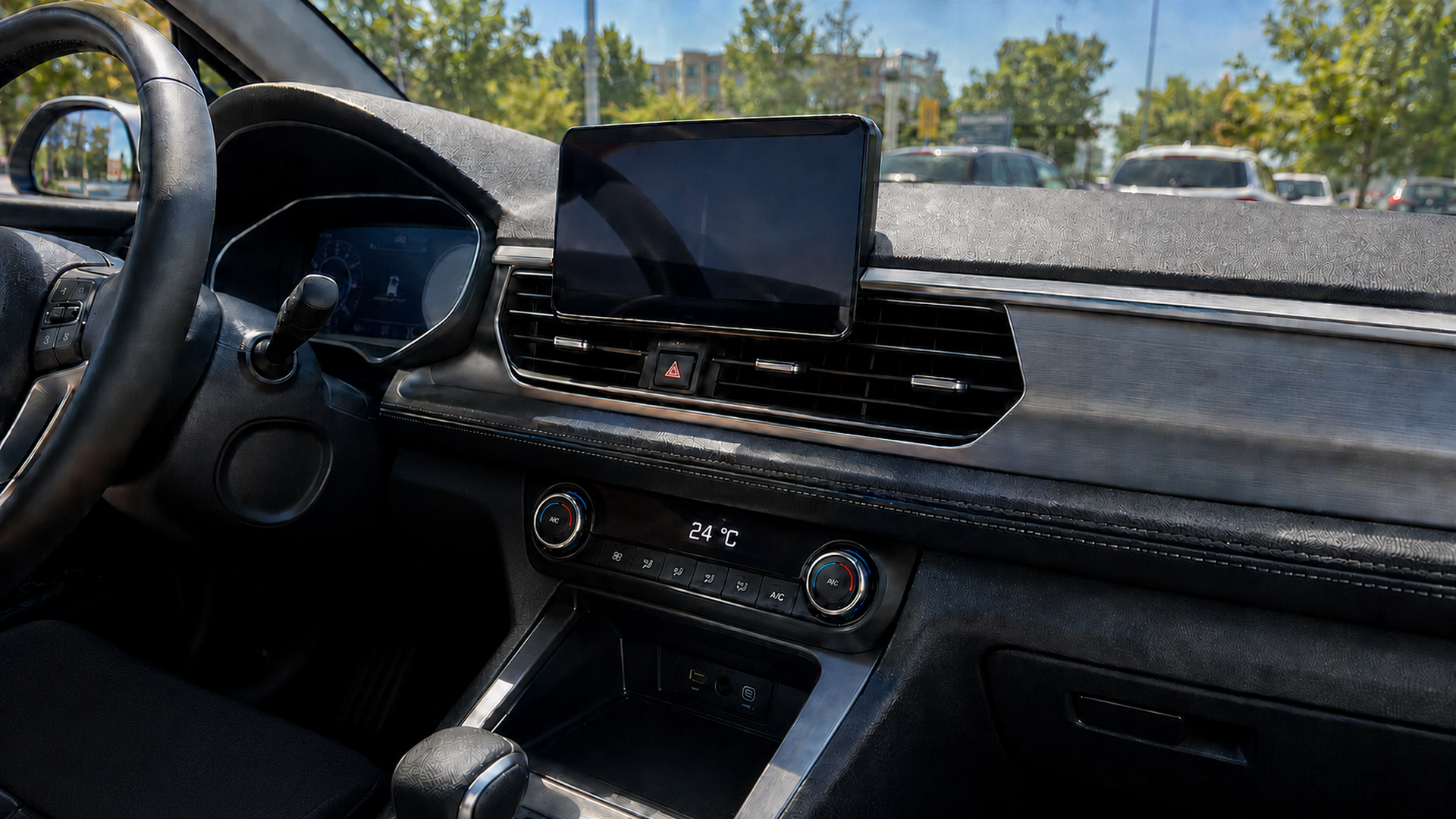 Nové moderné auto interiér a klimatizácia