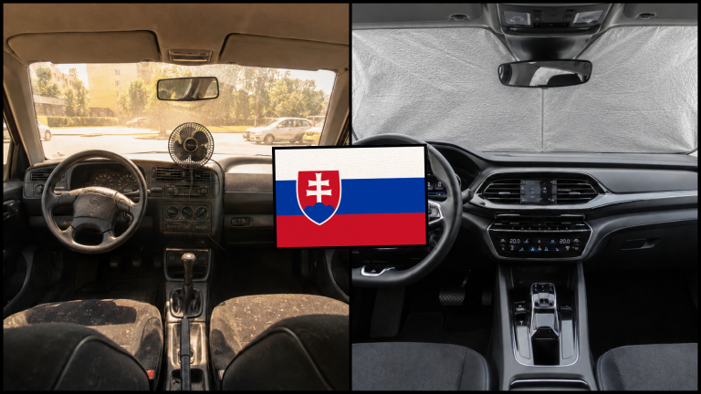 Staré auto vs nové moderné auto interiér a klimatizácia