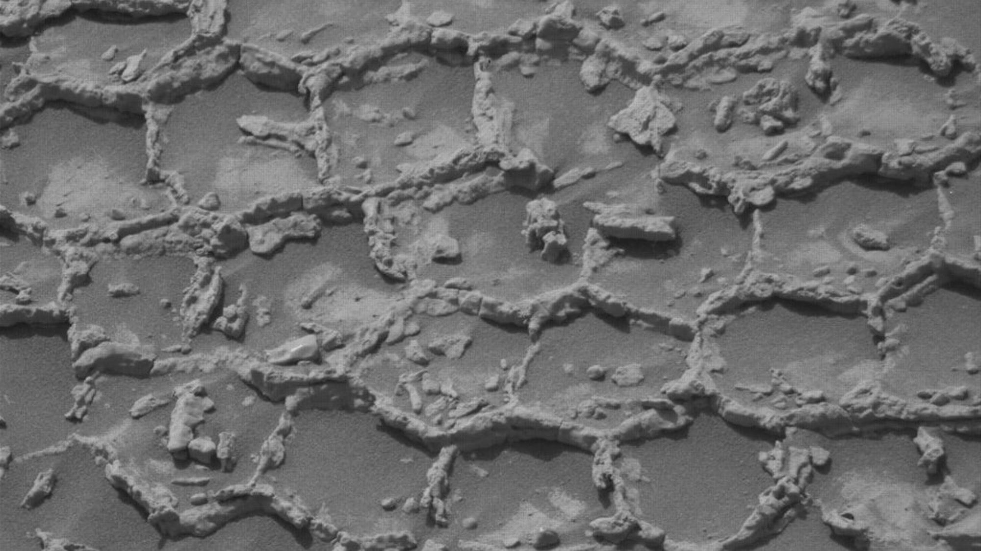 Rover Curiosity odfotil na Marse záhadnú štruktúru pripomínajúcu včelí plást.