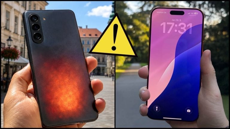 Prehriaty mobil Samsung a iPhone 17 Pro Max displej