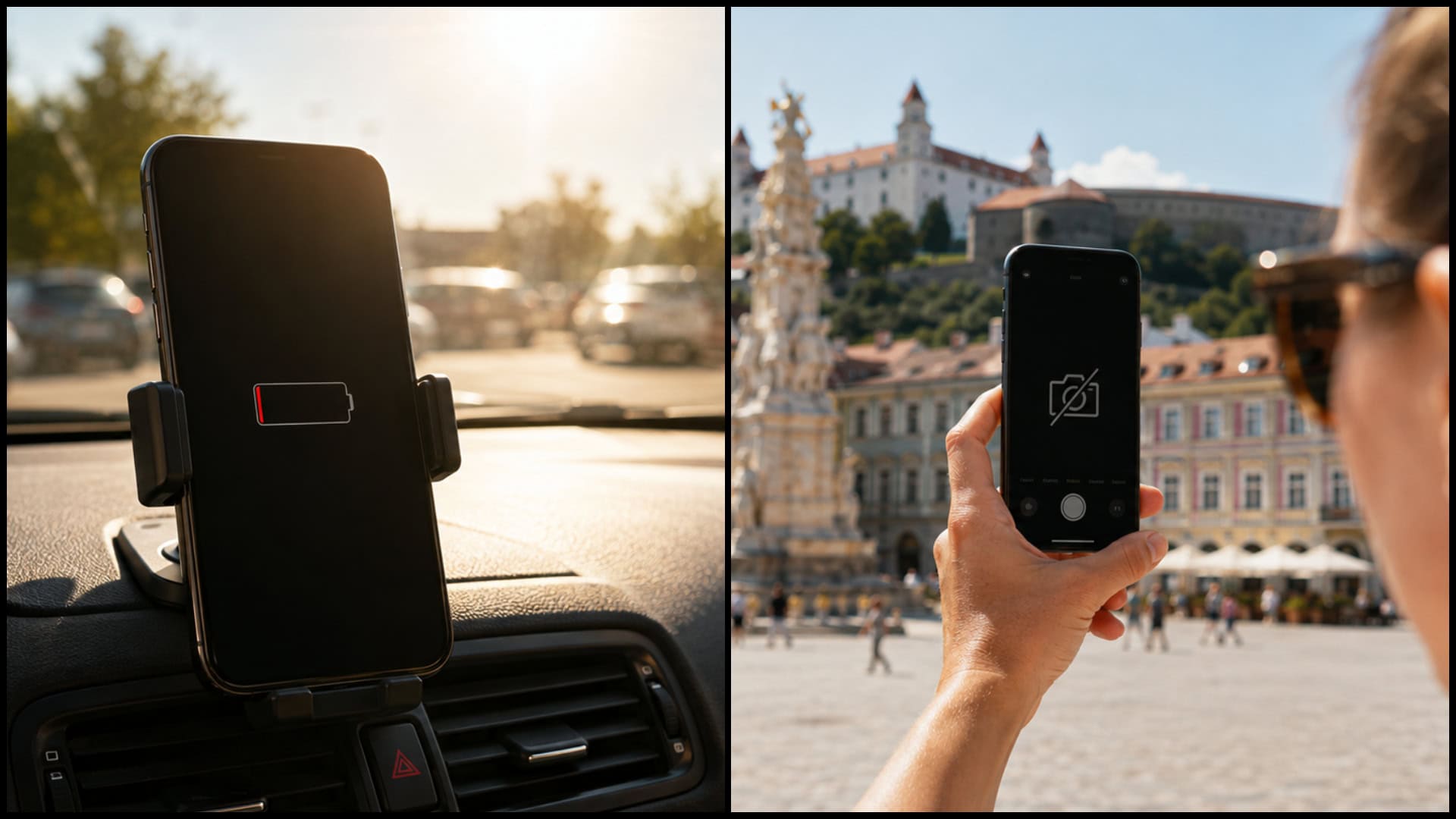 Prehriaty mobil v aute a nefunkčný fotoaparát