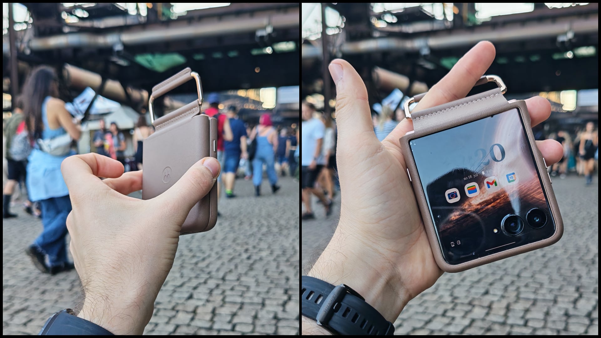 Motorola Razr 60 Ultra na festivale s púzdrom