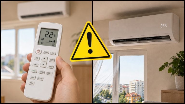Klimatizácia ovládač a klimatická jednotka na stene
