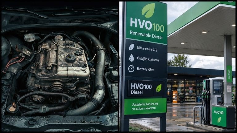 Starý naftový motor, čerpacia stanica